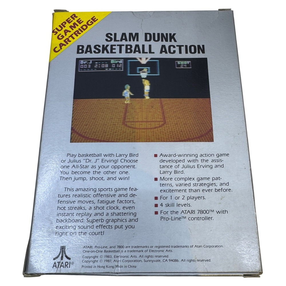 One-on-One Basketball Atari 7800 Super Game Cartridge CX7824 1987 Larry Bird - Picture 2 of 8